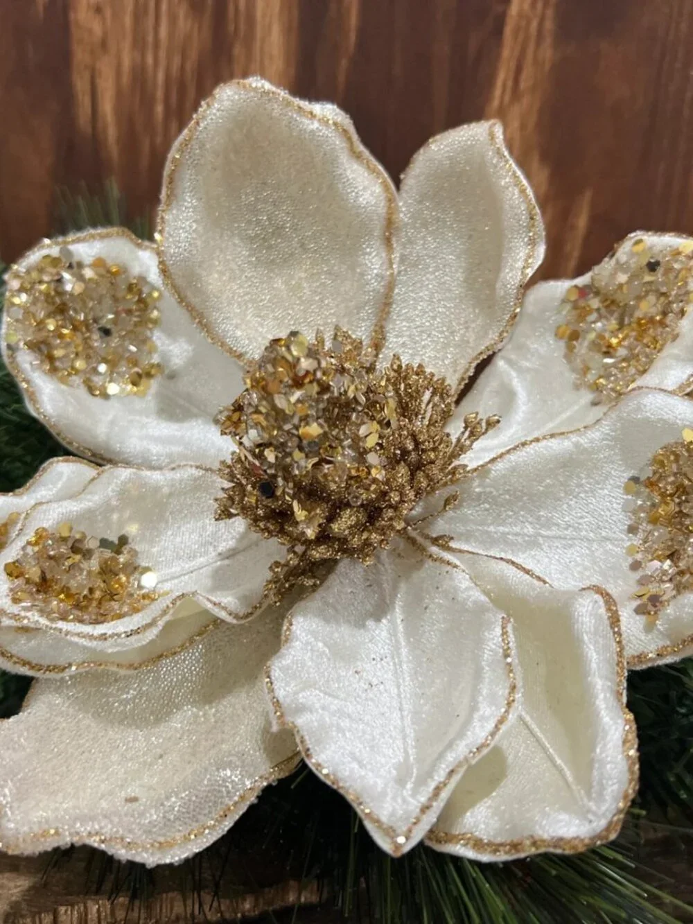Jeweled Magnolia Stem, Christmas Decor, Tree Decoration, Wreath Attachment